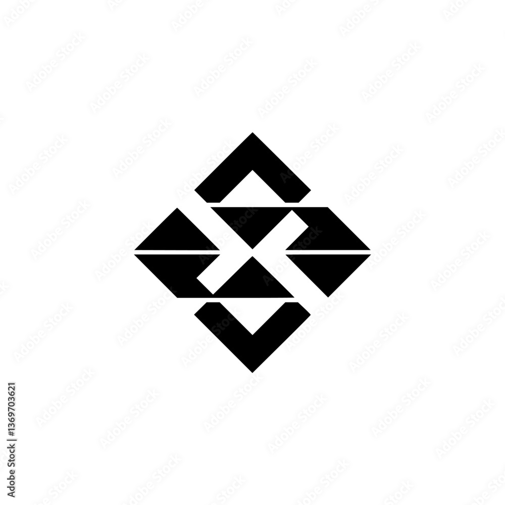 Abstract Geometric Logo Design - Black Shapes on White, Modern Branding Abstract Geometric Logo Design - Black Shapes on White, Modern Branding