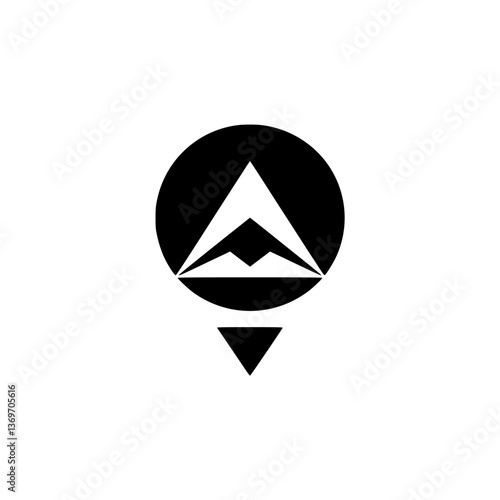 Free Download Geometric Mountain Logo, Black & White Minimalist Design - GFXLoad