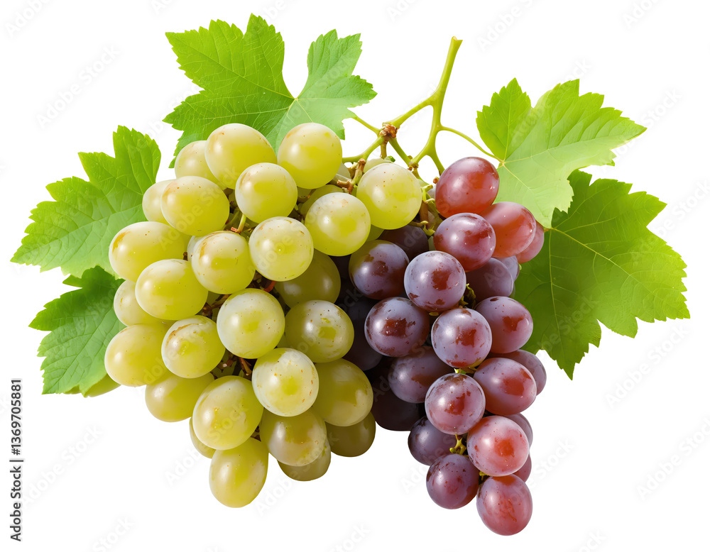 Fototapeta premium Grapes bunch isolated on transparent background. 
