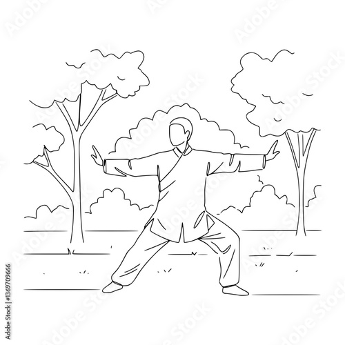 Tai Chi Pose Line Art: Simplify Martial Arts with Minimalist Art
