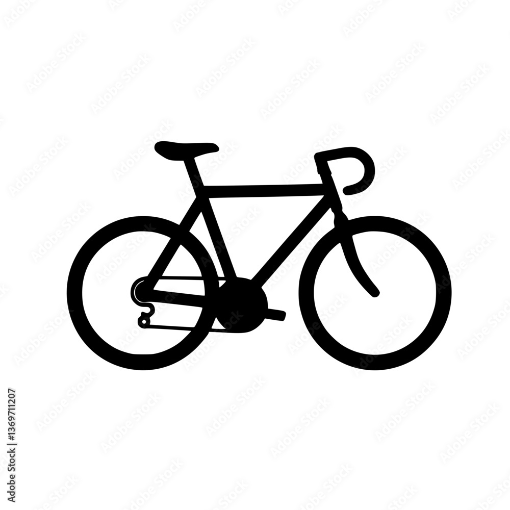 Obraz premium A silhouette of a road bicycle with curved handlebars a visible seat chain and gears Perfect for minimalistic designs or cycling themes