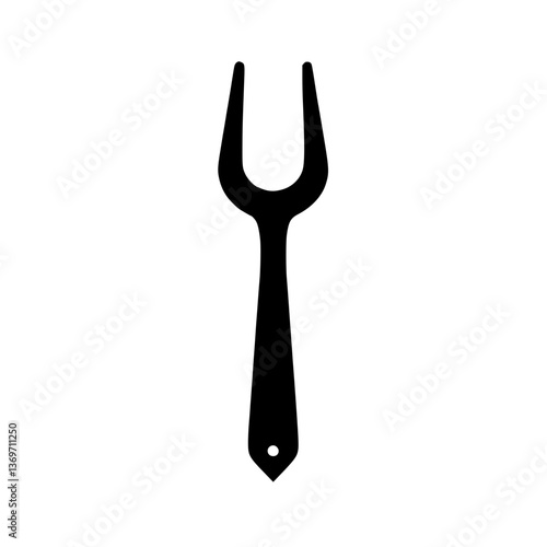 silhouette of a serving fork on Utensil with two tines and handle