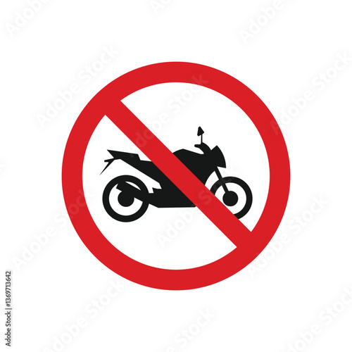 No parking allowed sign template, forbidden motorcycle caution icon isolated