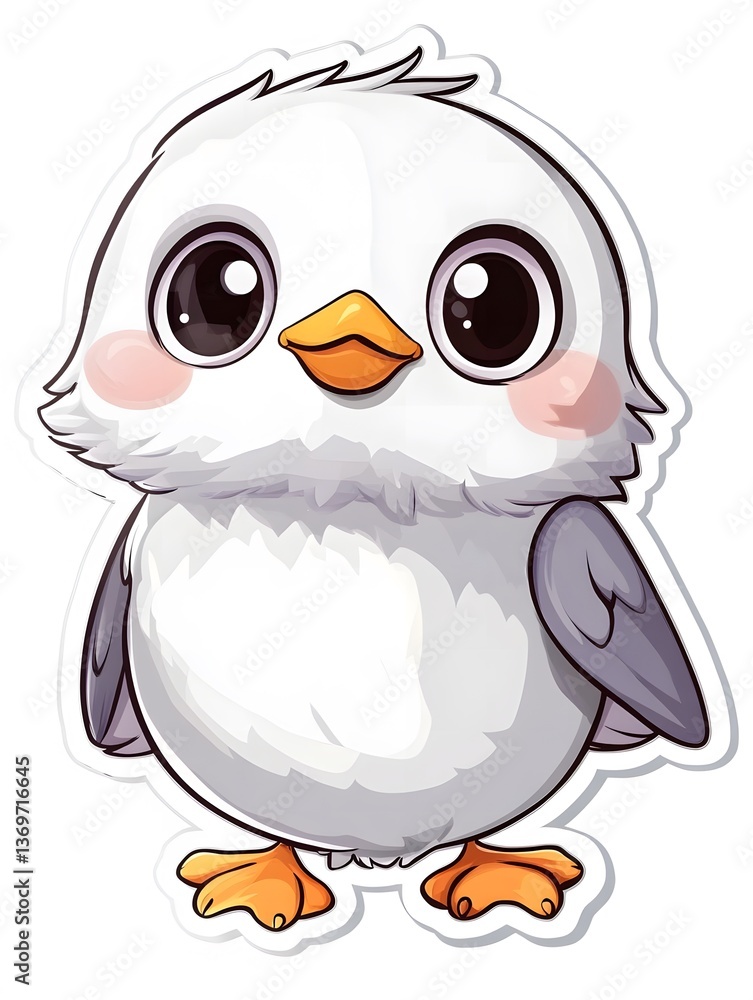 Obraz premium cute_cheerful_cartoon_gull_chick