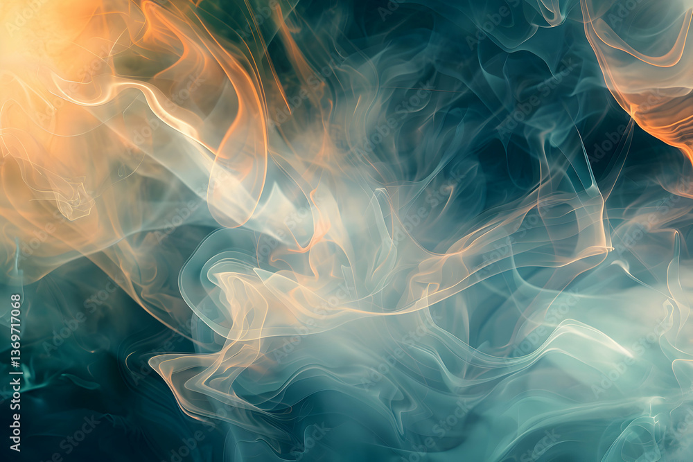 Fototapeta premium Abstract swirls of colorful smoke creating a dreamy, ethereal atmosphere.