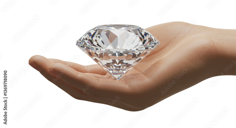 Isolated Diamond Gem Held in Gentle Hand Isolated Diamond Gem Held in Gentle Hand
