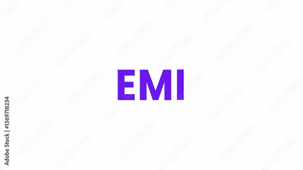 EMI Text Animation. Alpha matte with transparent background 4K resolution. EMI Text Animation. Alpha matte with transparent background 4K resolution.