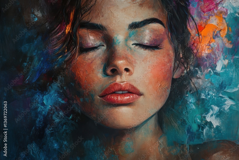 A Dreamy Serenity: Artistic Portrait Depicting a Girl's Beauty A Dreamy Serenity: Artistic Portrait Depicting a Girl's Beauty