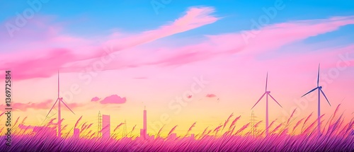 Pastel Sunset Wind Farm