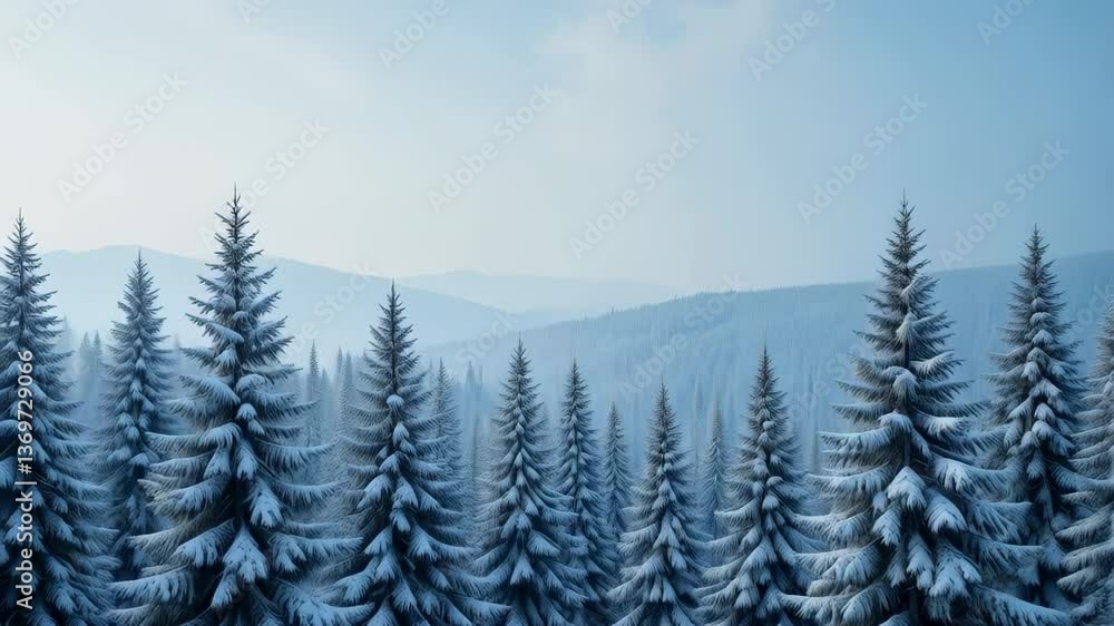 Majestic Snow Covered Pine Trees in Winter Mountain Landscape Serene Winter Wonderland Scene Majestic Snow Covered Pine Trees in Winter Mountain Landscape Serene Winter Wonderland Scene
