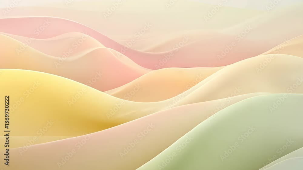 Soft pastel waves dance softly under a gentle light in a serene landscape Soft pastel waves dance softly under a gentle light in a serene landscape
