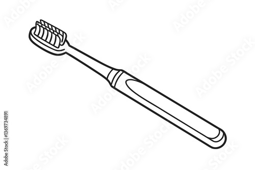 Simple Line Drawing of a Modern Toothbrush for Oral Hygiene