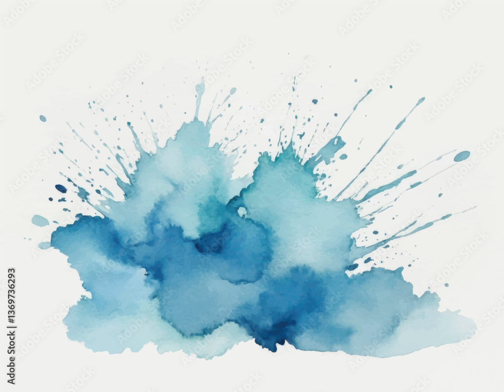 Obraz premium Hand Painting Blue Watercolor Splash Background