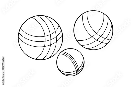 Bocce Ball Game vector art Three Striped Balls