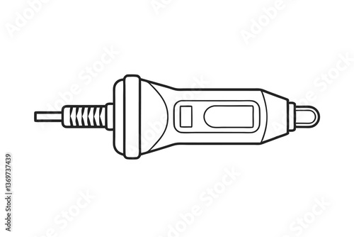 Line Drawing of a Car Cigarette Lighter Adapter Plug