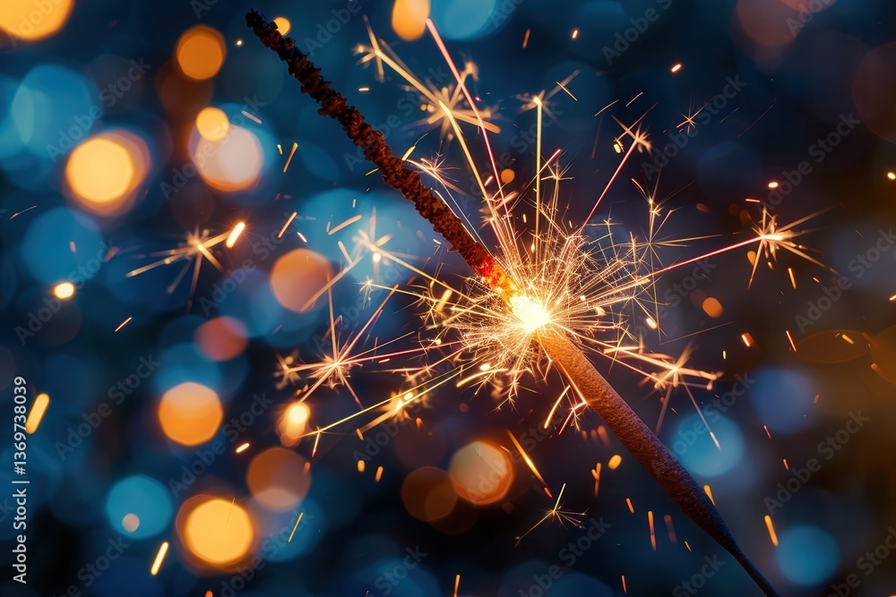Obraz premium Vibrant 4th of July Sparklers Illuminating Bokeh Lights for Festive Celebration Backgrounds