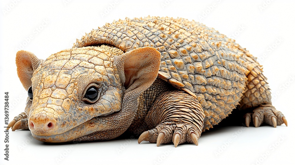 Fototapeta premium Armored Creature with Elephant Ears and Scaly Texture Wildlife Mammal Animal Digitally.