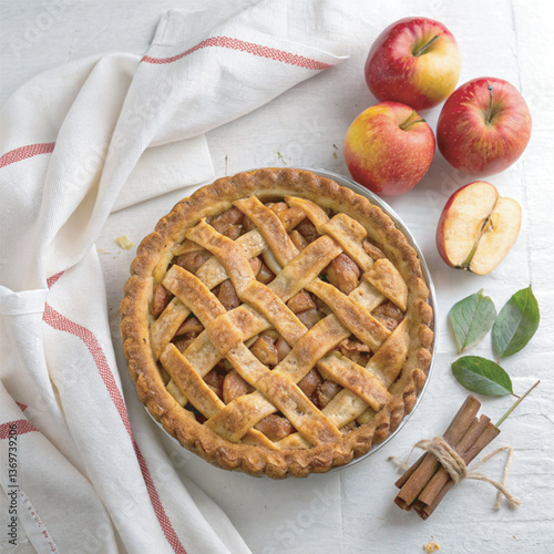 A beautifully baked golden-brown apple pie for national apple pie day