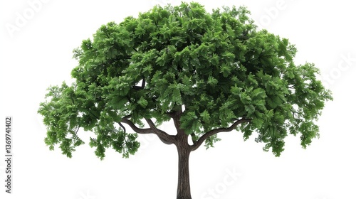 A detailed tree clipart with lush green leaves and a sturdy trunk, isolated on a white background.