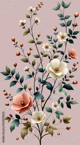 Foto flower bunch and digital allover pattren and  black and white pattren