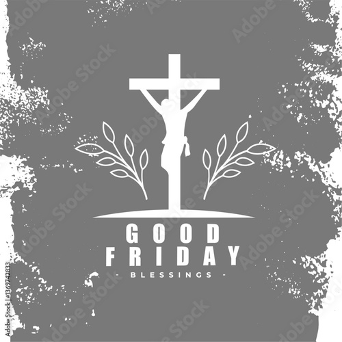 good friday wishes grungy background with leaves design