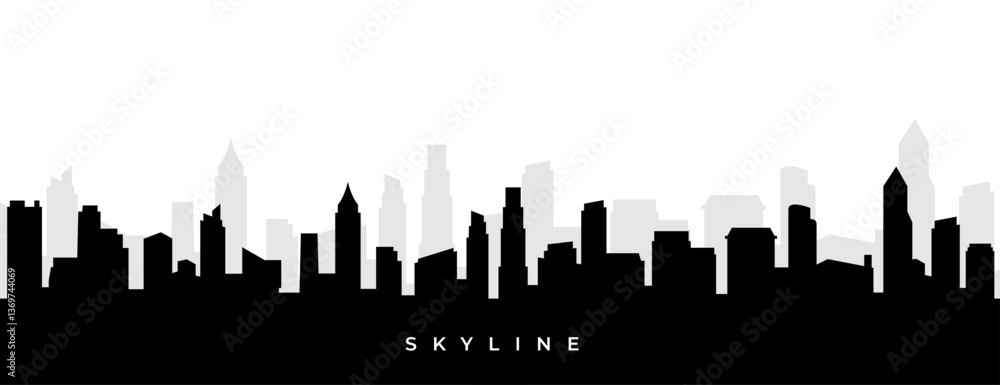 Obraz premium modern skyscrapers silhouette banner for urban development