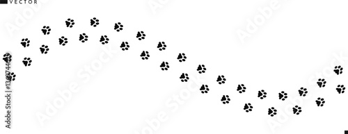 Cat paw prints silhouette. Siamese cat paw prints vector illustration 