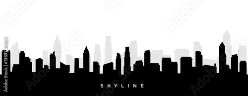 modern skyscrapers silhouette banner for urban development