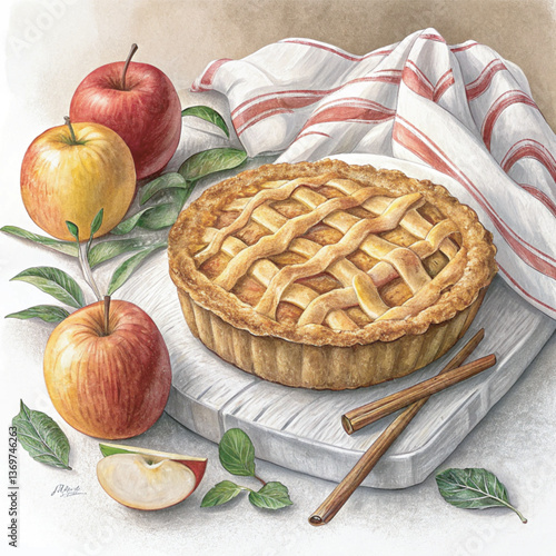 A beautifully baked golden-brown apple pie for national apple pie day