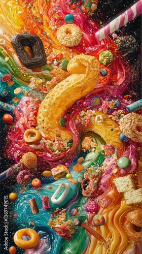 Wallpaper Mural Vibrant Swirl of Colorful Junk Food Ingredients in Imaginative Scene Torontodigital.ca