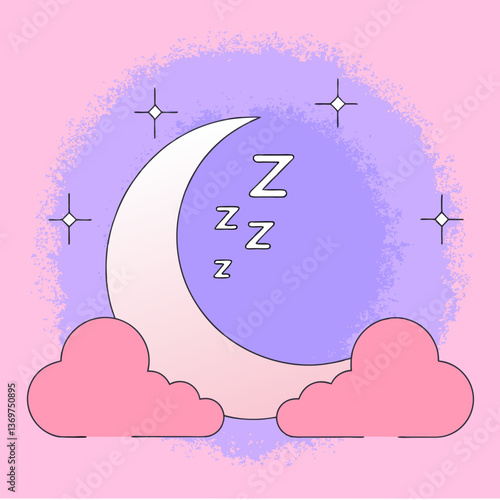 A moon with “Zzz” to highlight the importance of good sleep habits