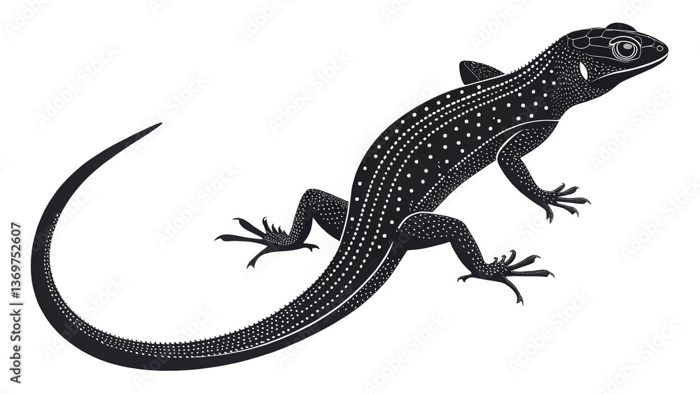 Naklejka premium silhouette of a lizard vector illustration isolated on white or transparent background