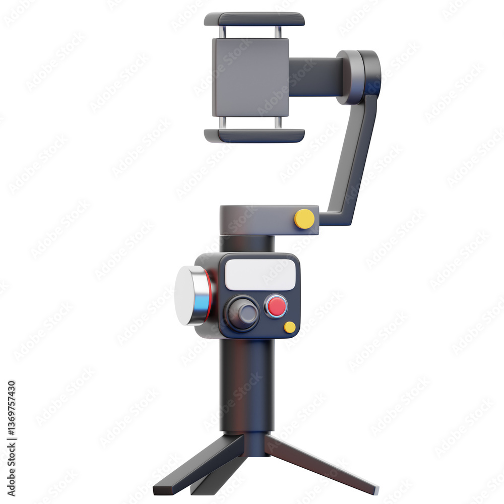 Fototapeta premium 3D Gimbal Stabilizer: A detailed render of a modern mobile phone stabilizer. This image highlights the device's sleek design and functionality