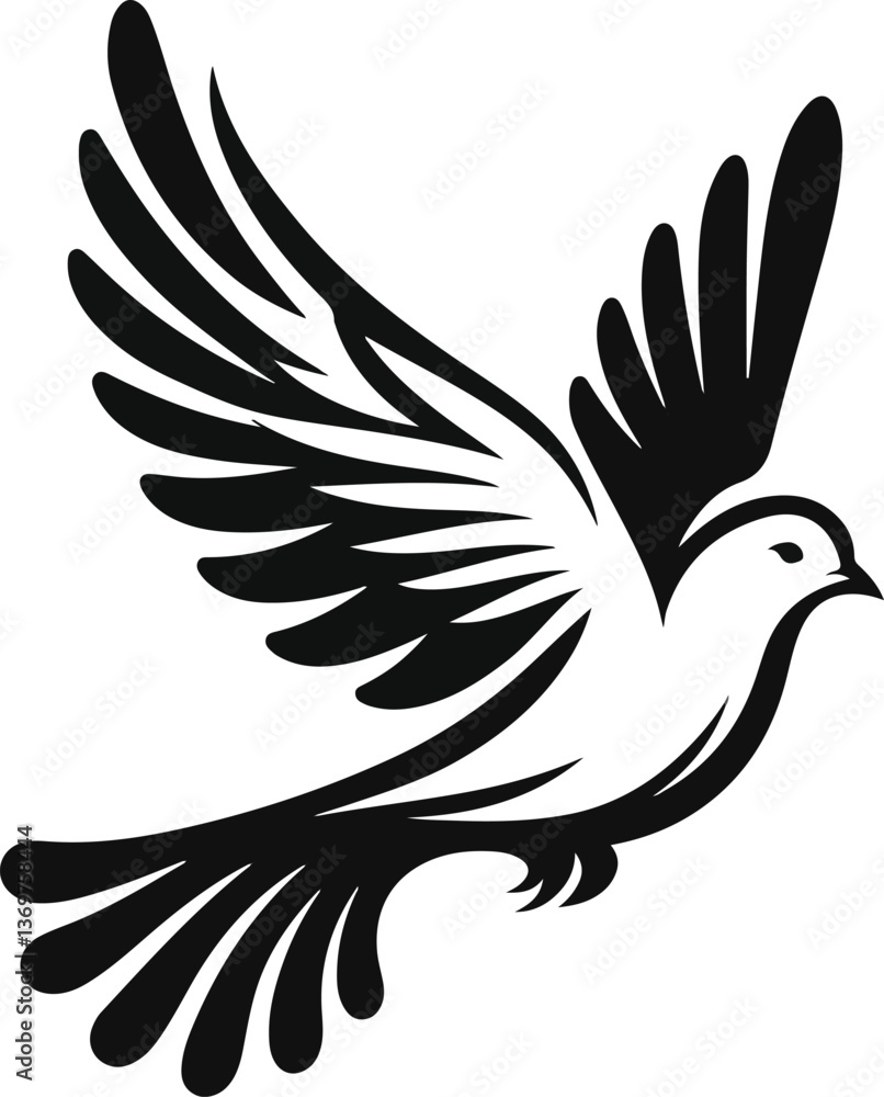 Obraz premium Vector silhouette of a dove