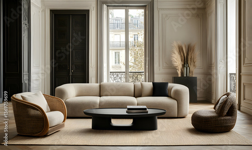 Modern Interior Scandinavian Apartment with Wooden Elements and Cozy Atmosphere 3D Illustration