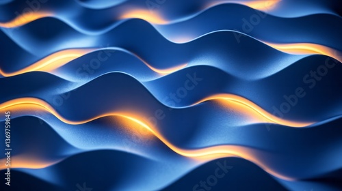 Blue waves with golden light running through them