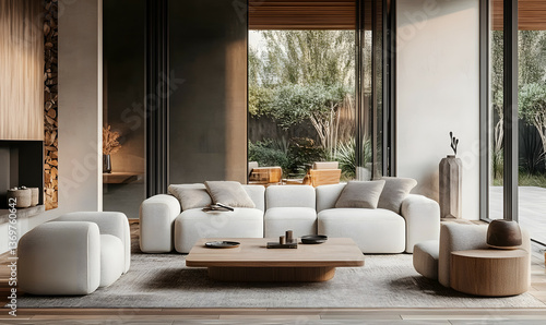 Modern Interior Scandinavian Apartment with Wooden Elements and Cozy Atmosphere 3D Illustration