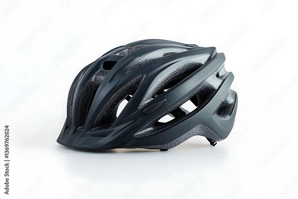 Isolated gray bicycle helmet for safety and protection during cycling activities on white Isolated gray bicycle helmet for safety and protection during cycling activities on white