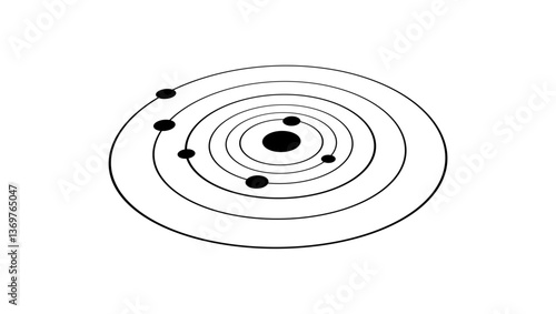 Solar system symbol, black isolated silhouette