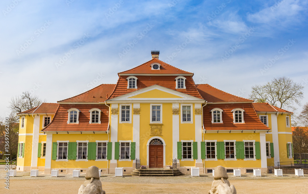 Colorful facade of the Friederiken castle in Bad Langensalza, Germany
