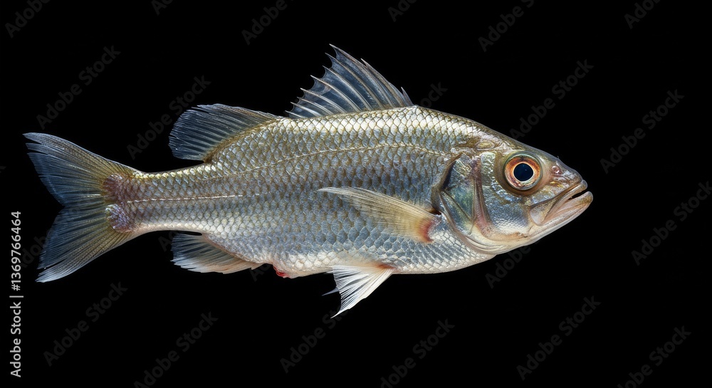 Mooneye Fish Stock Photo: Aquatic Life - A single mooneye fish, isolated on a black background. Symbolising aquatic life, nature, wildlife, underwater world, and marine biology. Mooneye Fish Stock Photo: Aquatic Life - A single mooneye fish, isolated on a black background. Symbolising aquatic life, nature, wildlife, underwater world, and marine biology.
