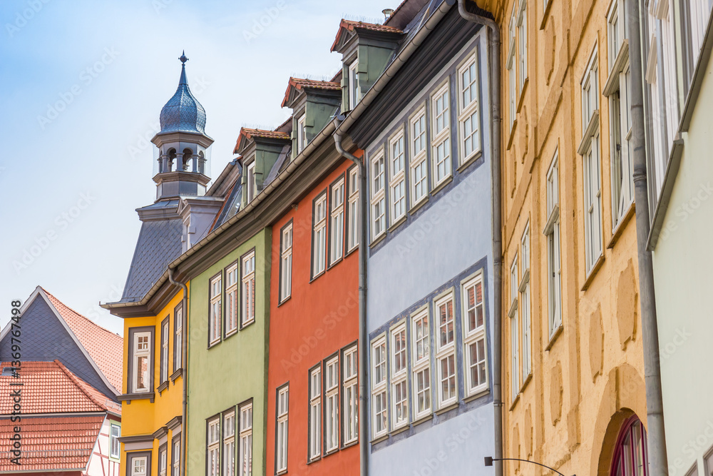 Colorful historic houses a the market square in Bad Langensalza, Germany