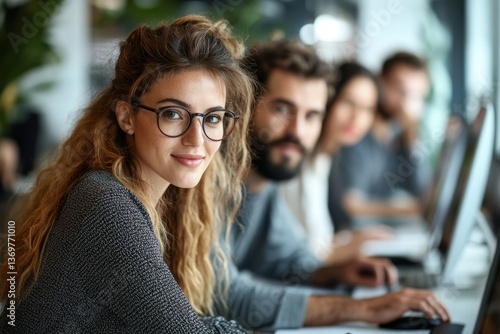 Group of business people and software developers working as a team in office