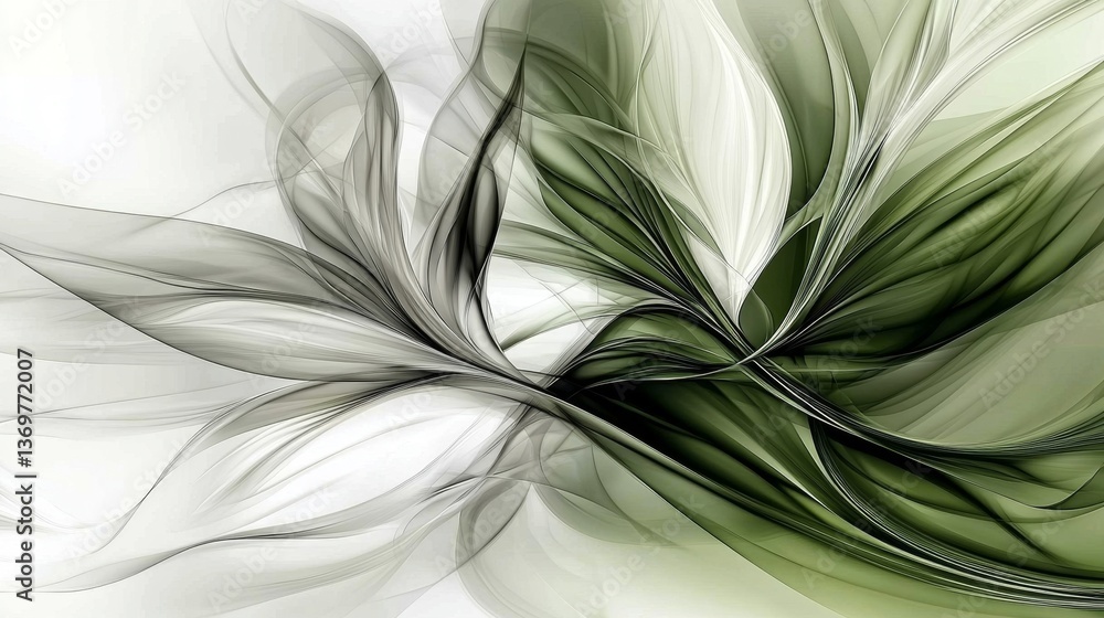 Fototapeta premium A vibrant blend of green and white in an abstract design.