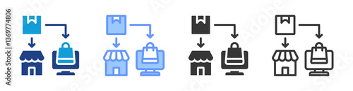 Multi Channel Distribution icon set multiple style collection