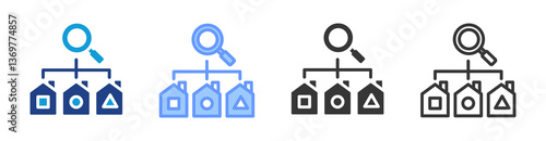 Distributor Selection icon set multiple style collection