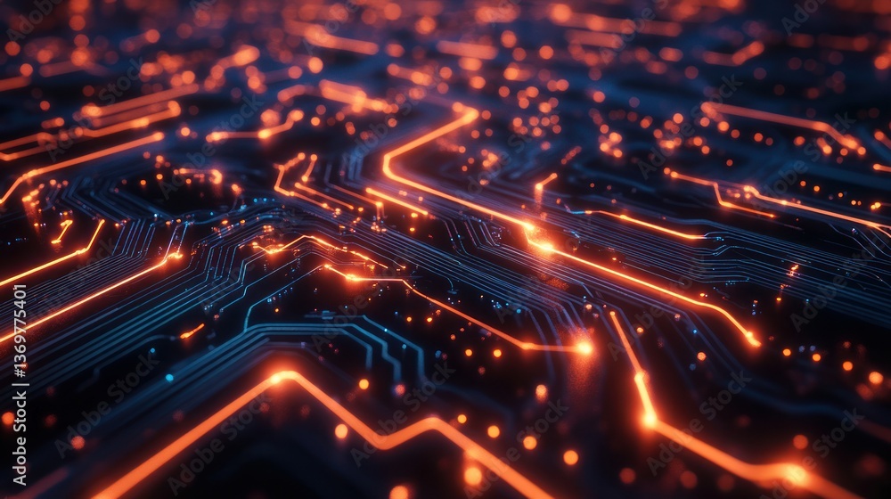 Fototapeta premium Abstract Circuit Board: Glowing Pathways of Digital Innovation
