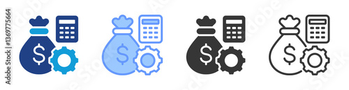 Cost Management icon set multiple style collection