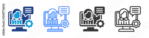 Online Consulting icon set multiple style collection