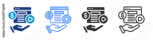 Selling Content icon set multiple style collection